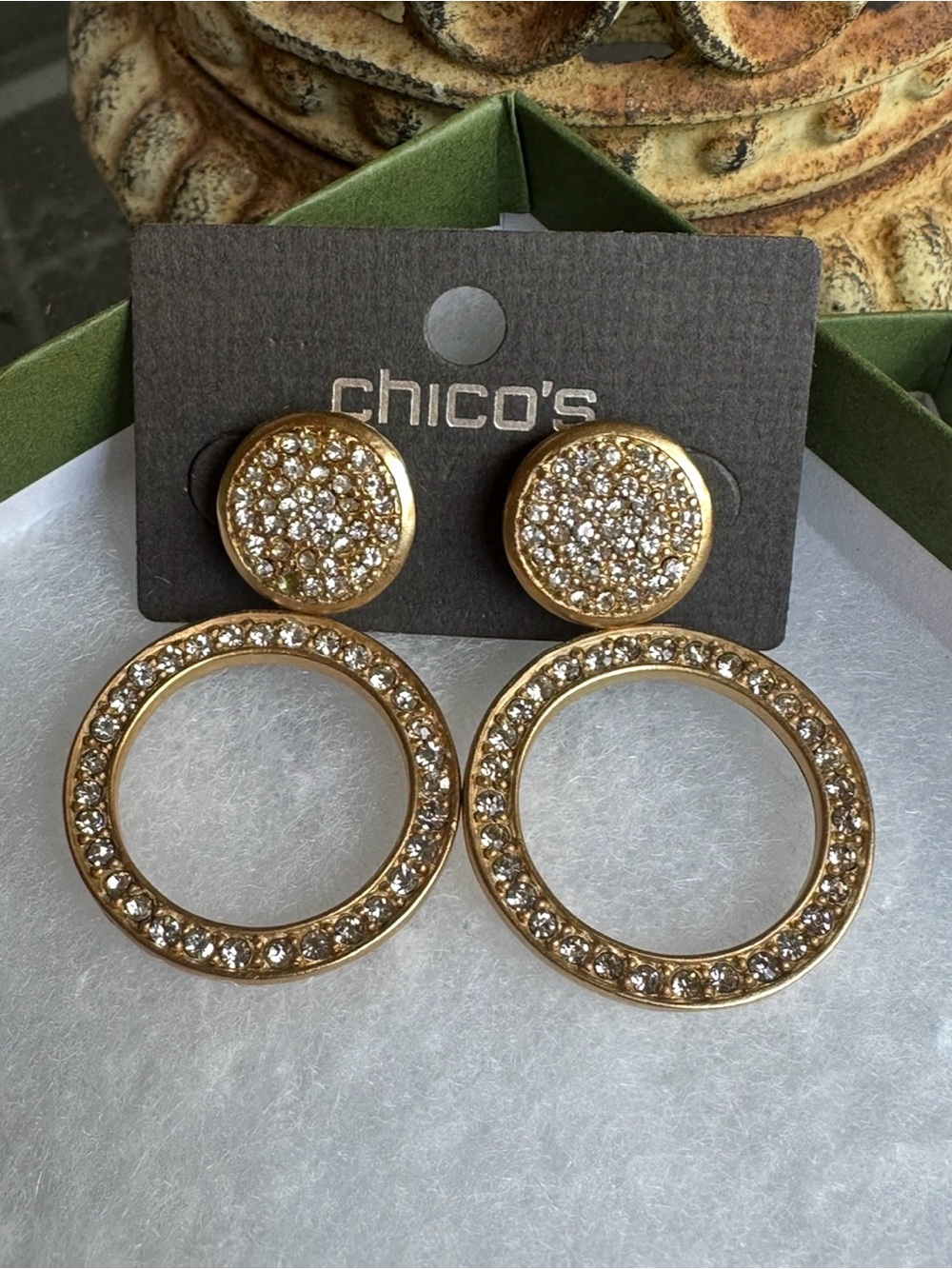 Chico's gold-tone statement drop earrings